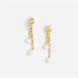 J.Crew Pearl and Gold Chain Linear Earrings